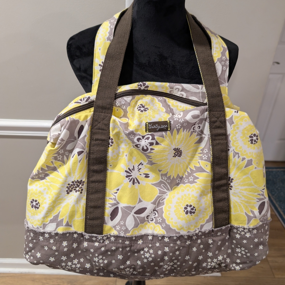 ☘️3/$33 Thirty-One Yellow and Brown Floral Tote ☘️ 3 for $33.00 ☘️